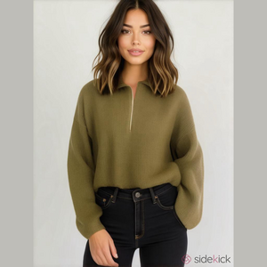 H&M Green Half-Zip Pullover Sweater